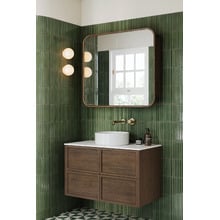 Cali 900mm Walnut Wall Hung Vanity with Basin & Shaving Cabinet Package